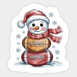 Football Snowman Christmas Sticker
